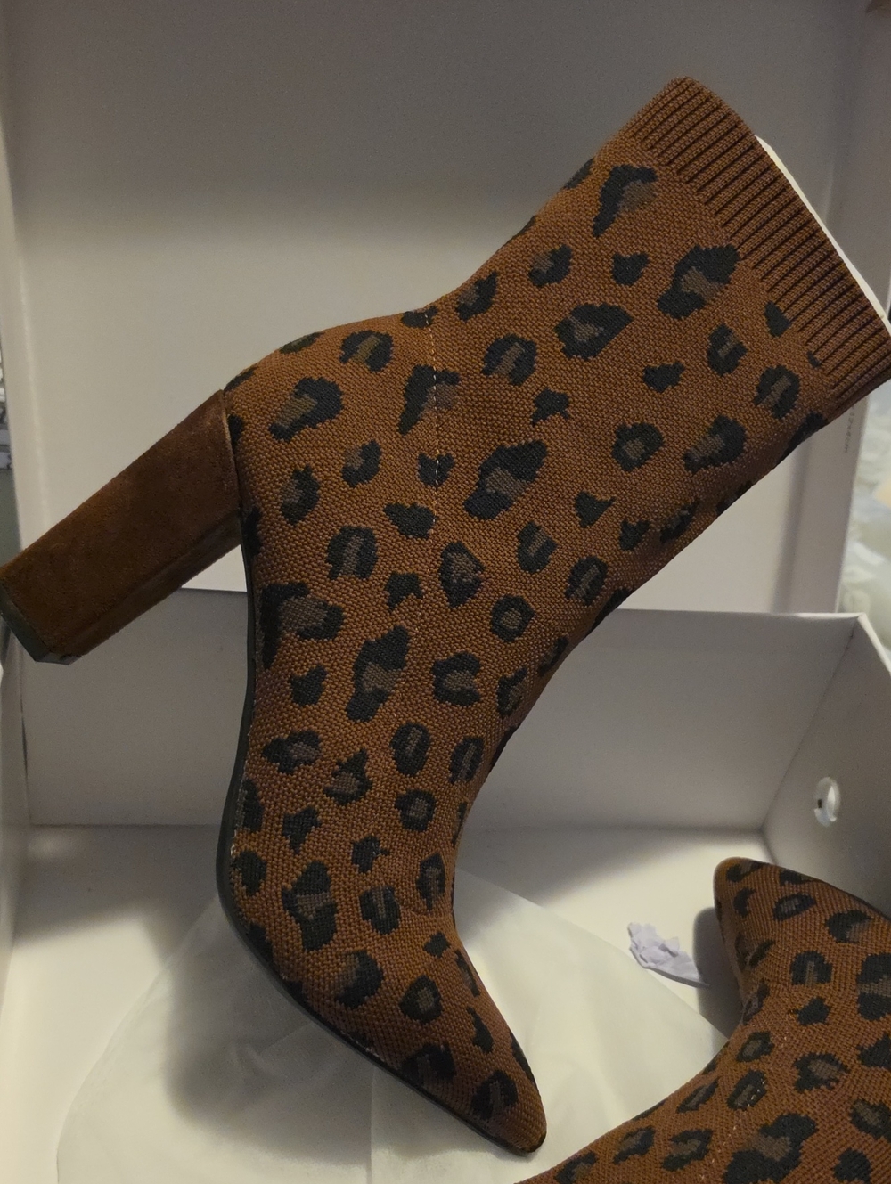 Leopard Knit Sock Boot — Brown/Black